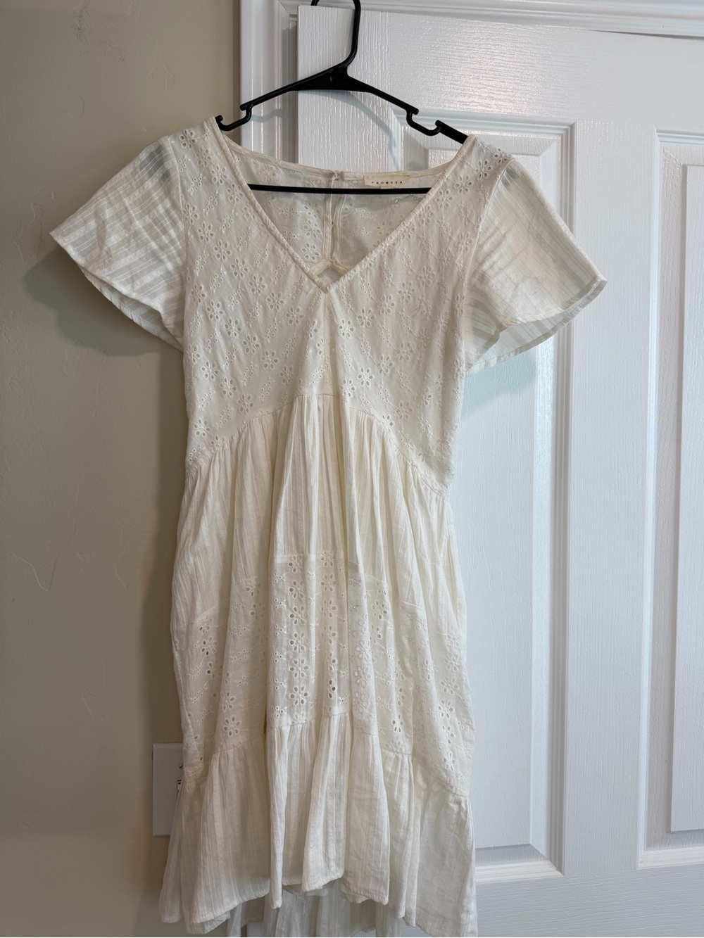 Ivory Eyelet V-Neck Mini Dress